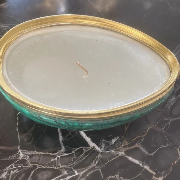 Vintage glass “malachite “ designer candle - Picture 2 of 2